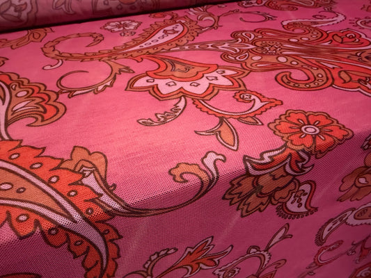 Power mesh net stretch spandex fabric, per metre - cerise pink