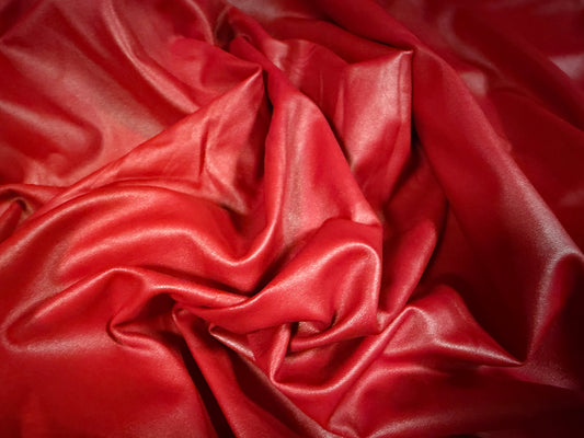 P.U. coated stretch spandex ciré wet look jersey fabric, per metre - plain - matte red