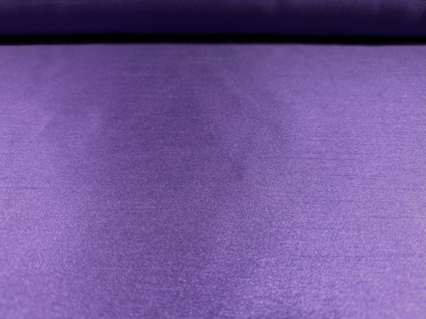 Shantung satin faux silk woven dress fabric, per metre - plain - violet