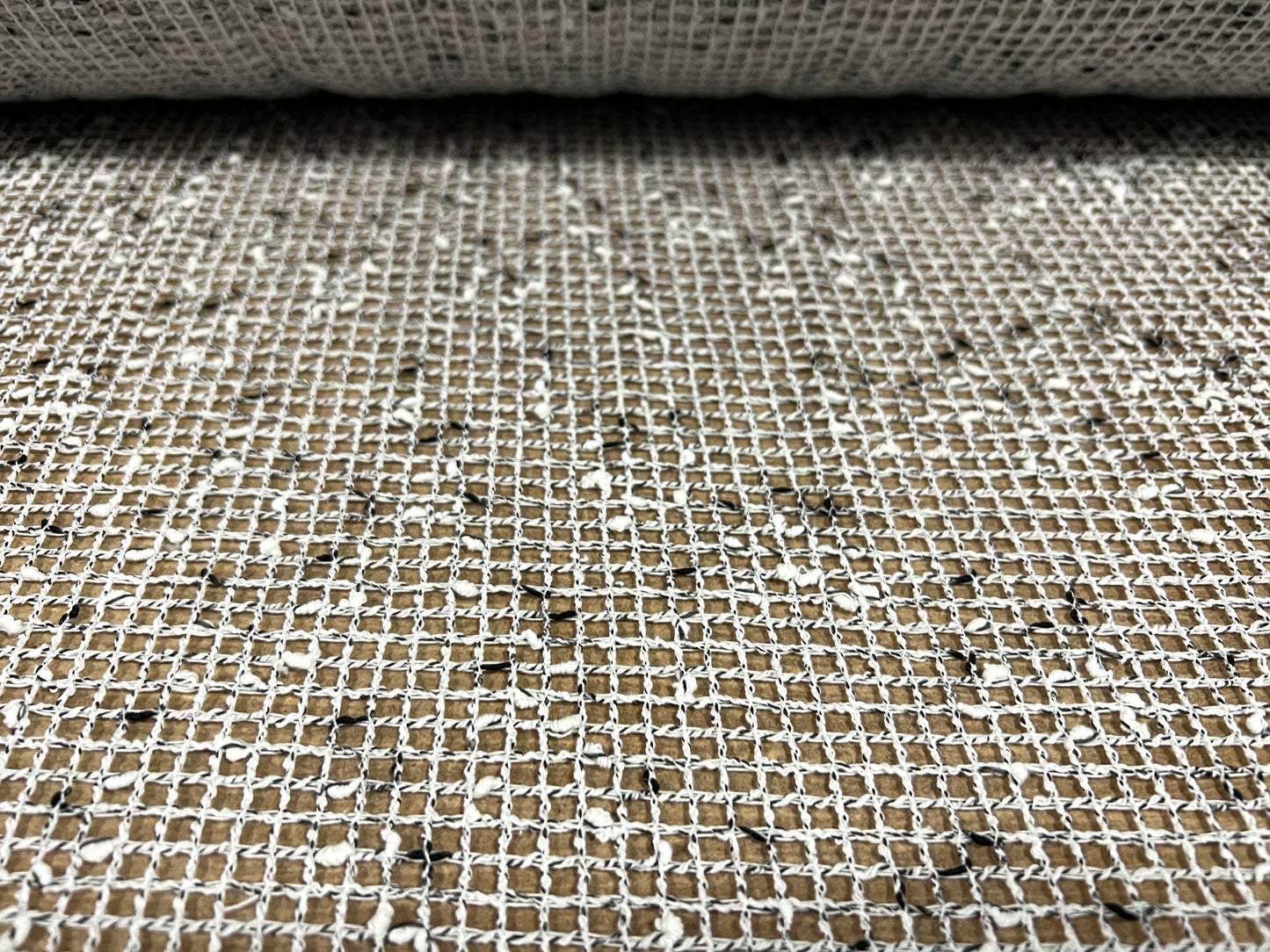 Fishnet mesh net melange slub fabric, per metre - grey