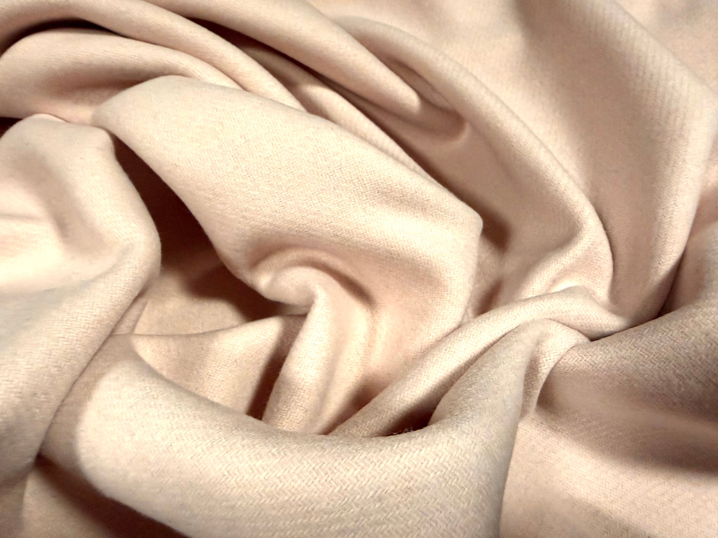 Heavyweight wool mouflon flannel fabric, per metre - plain - pale pink