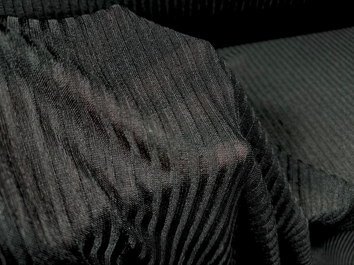 Stretch spandex rib jersey fabric, per metre - melange - black