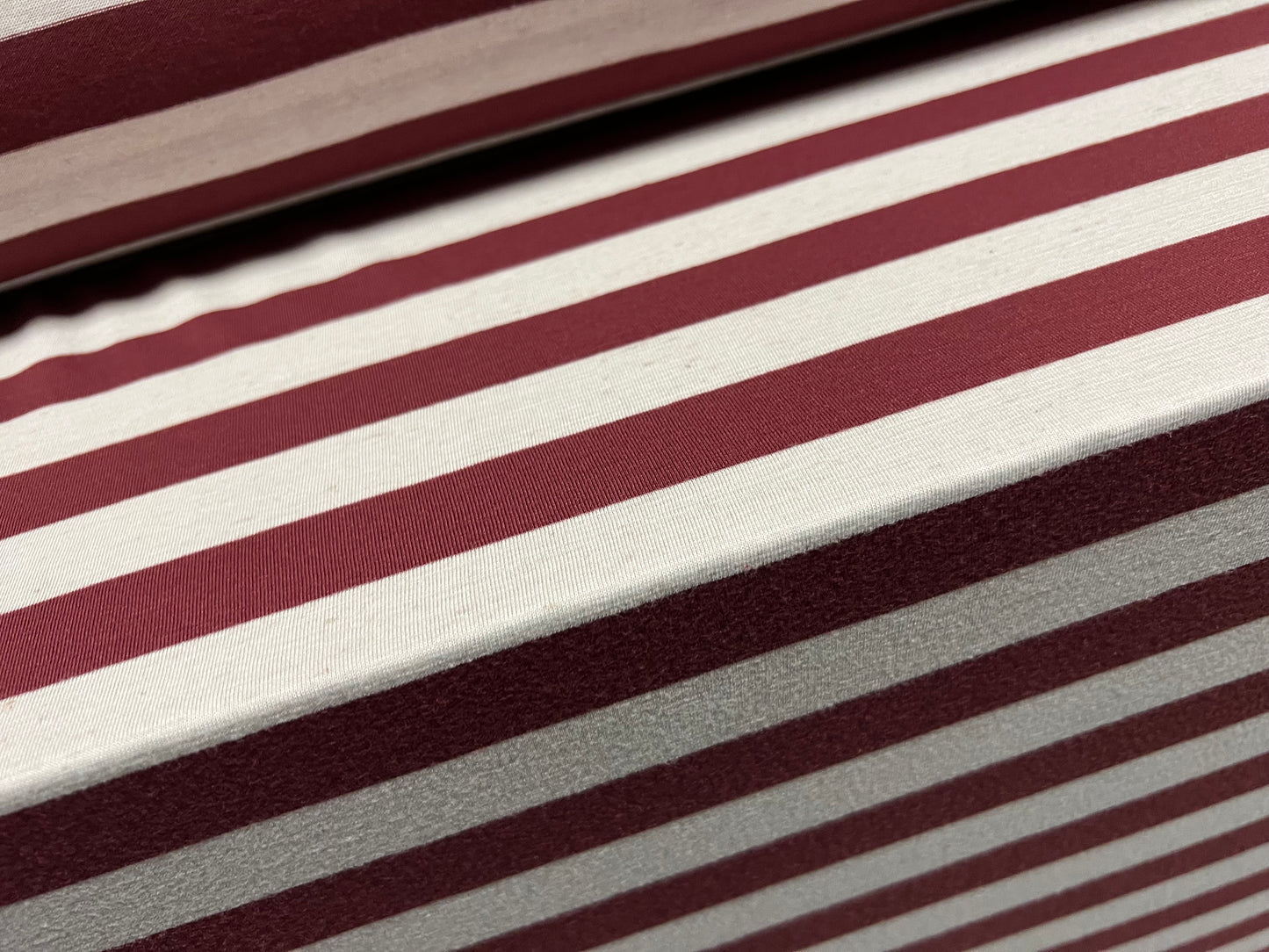 Viscose blend single jersey fabric, per metre - stripe - burgundy & white