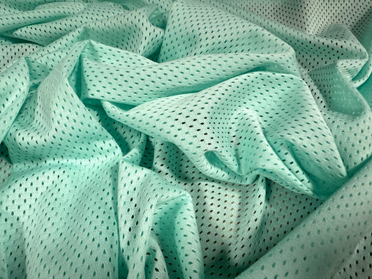 Airtex mesh eyelet fabric, per metre - plain - aqua