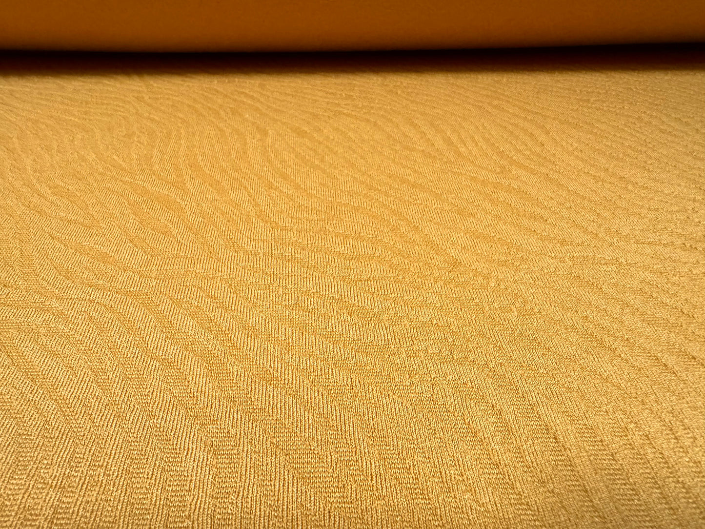 Embossed stretch spandex double jersey fabric, per metre - zebra pattern - saffron