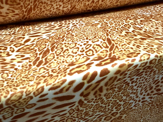 Single jersey fashion fabric, per metre - stylised animal print - gold