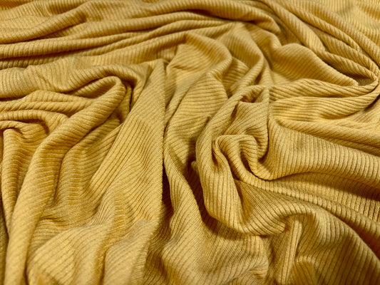 Soft stretch spandex ribbed jersey fabric, per metre - plain - mustard