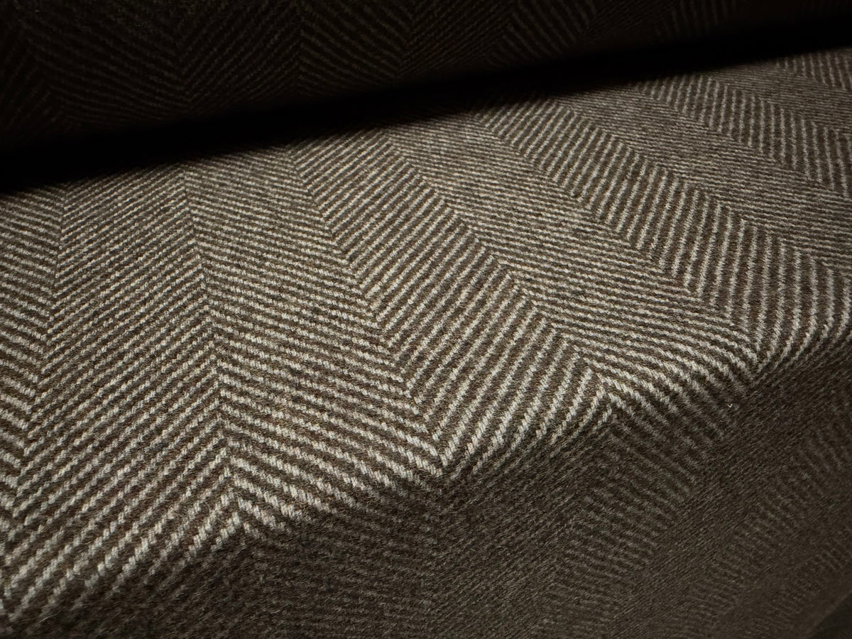 Heavyweight wool bouclé fabric, per metre - herringbone - taupe