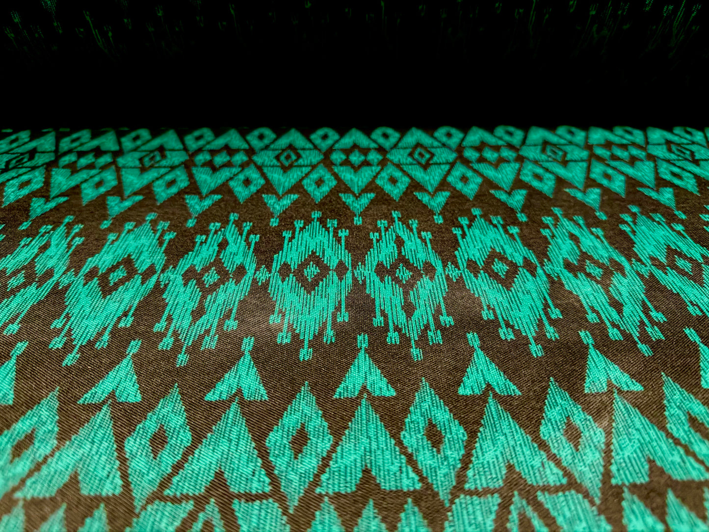 Toledo double jersey fabric, per metre - Aztec print - emerald green & black