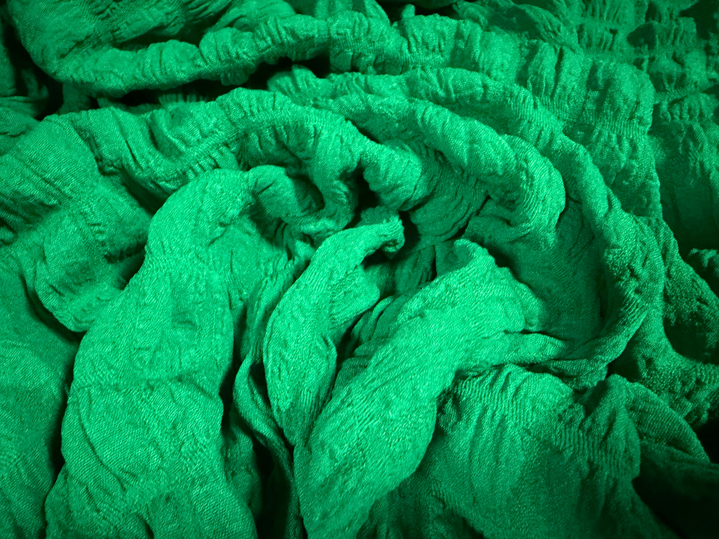 Stretch popcorn bubble jacquard fabric, per metre - emerald green