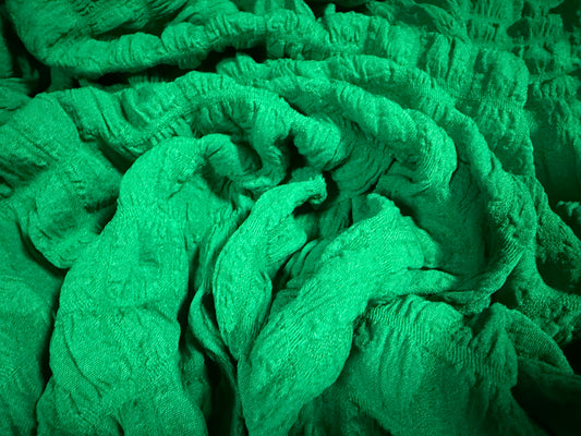 Stretch popcorn bubble jacquard fabric, per metre - emerald green