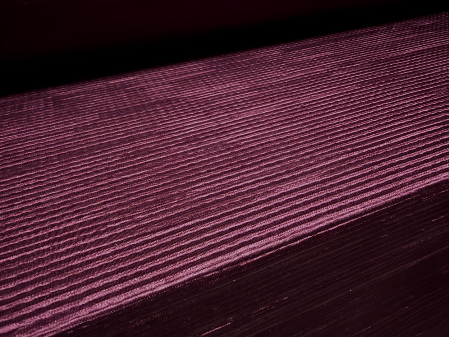 Fine Plissé pleated satin dress fabric, per metre - plain - damson