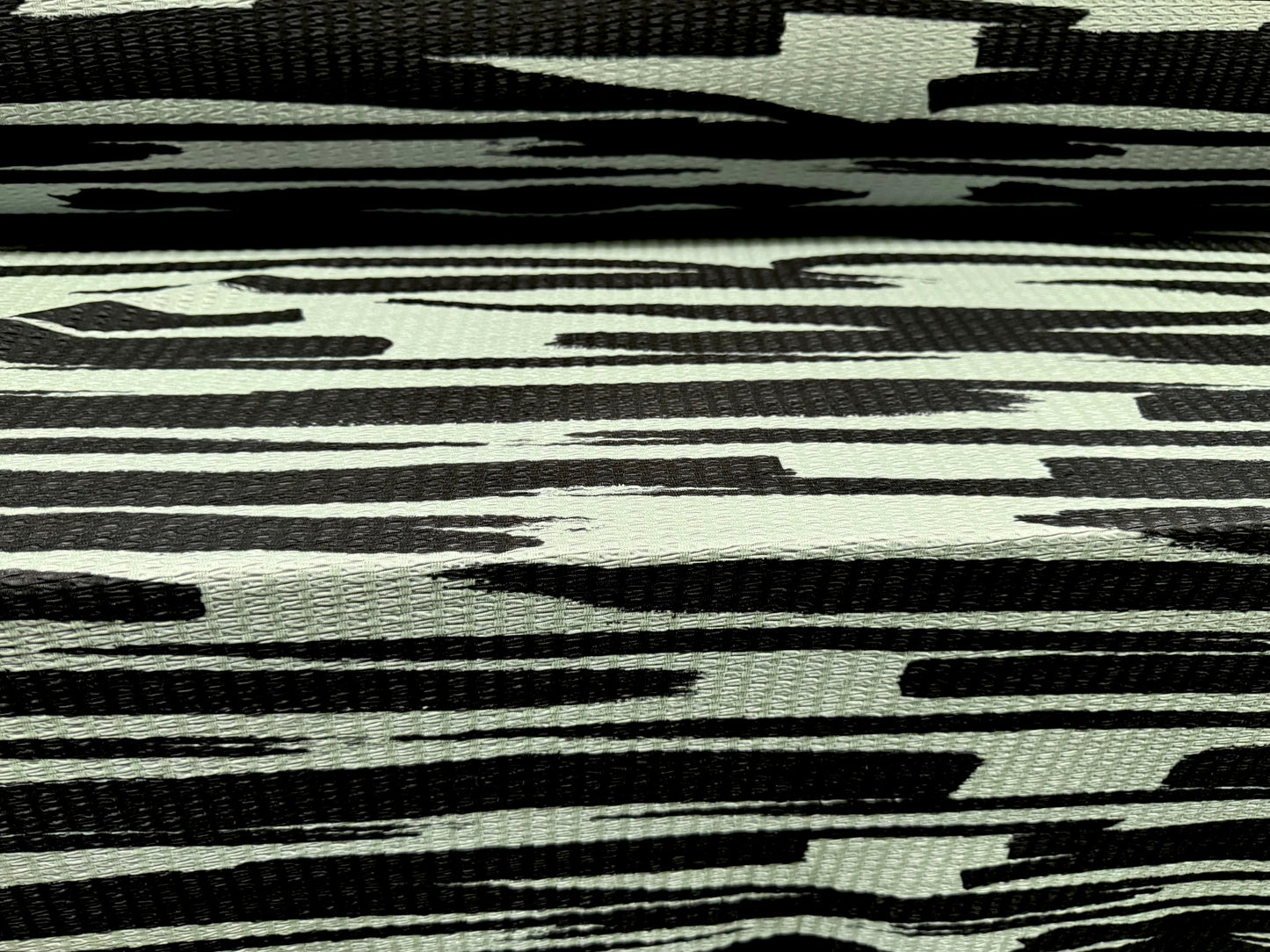 Stretch spandex jacquard jersey dress fabric, per metre - brushstroke print - Duck Egg
