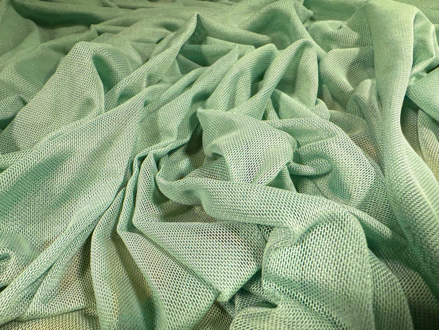 Power mesh net stretch spandex fabric, per metre - plain - mint green
