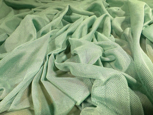 Power mesh net stretch spandex fabric, per metre - plain - mint green