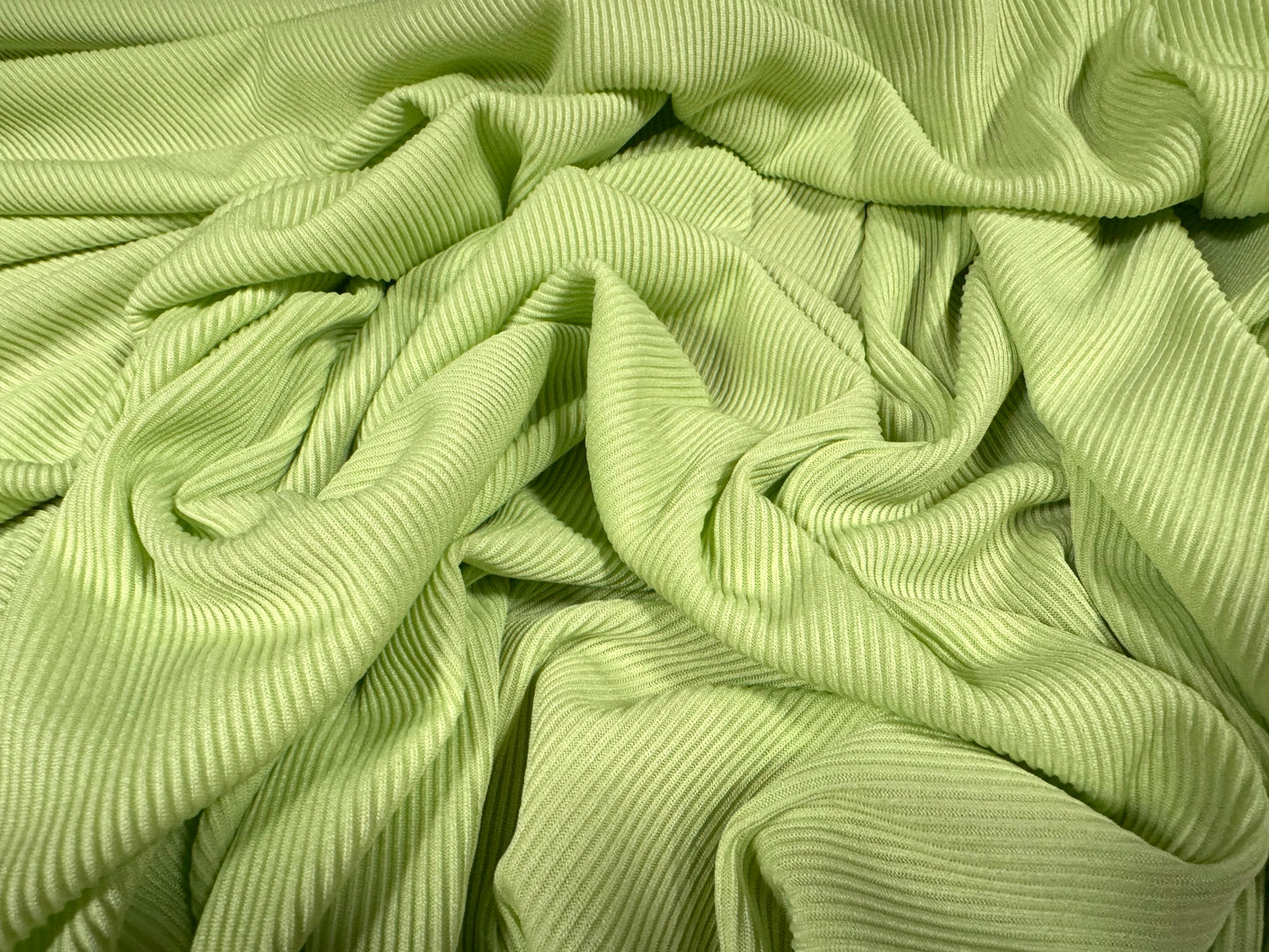 Fine ribbed spandex stretch jersey fabric, per metre - plain - apple green