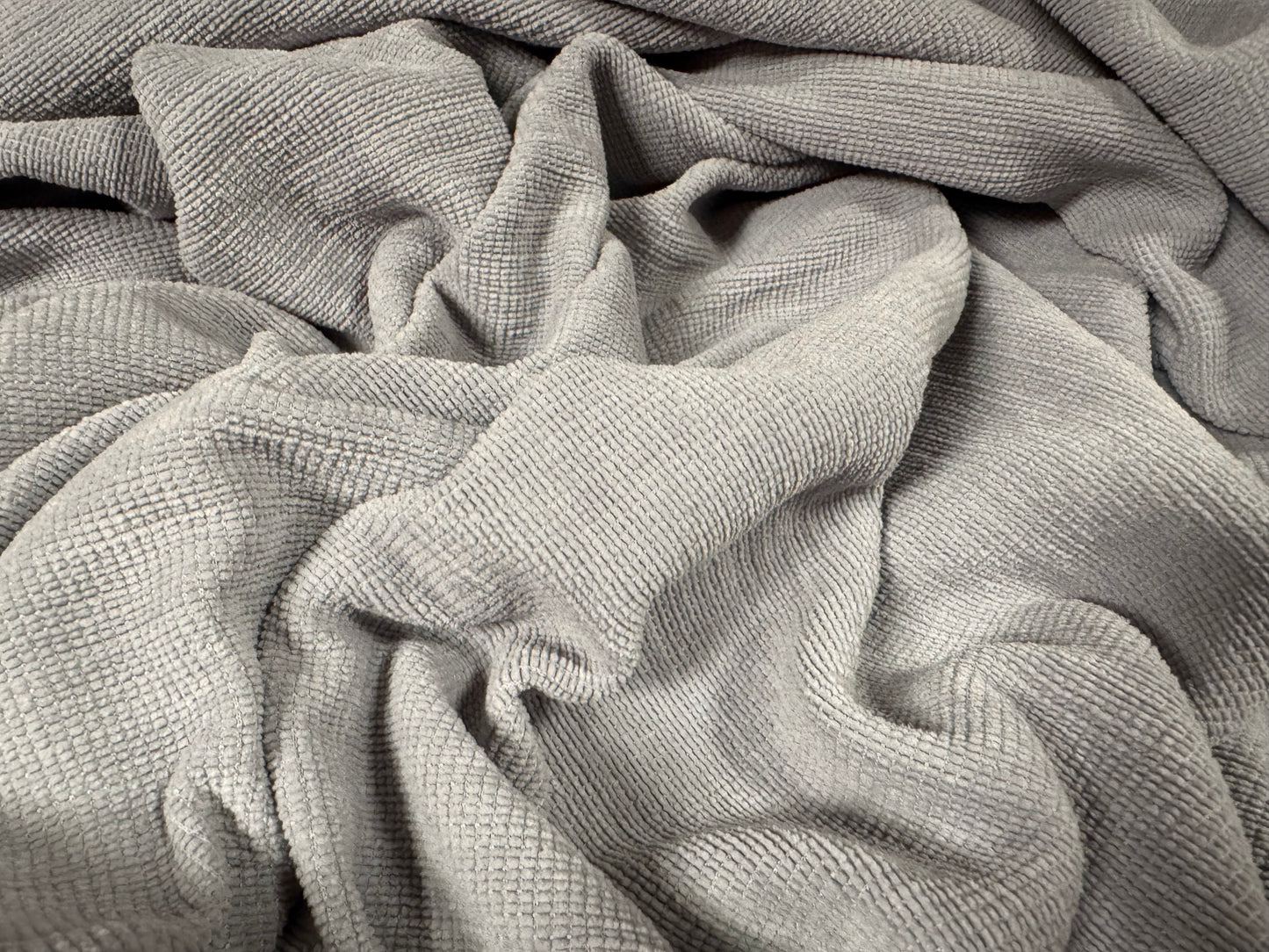 Soft chenille upholstery fabric, per metre - plain - silver grey