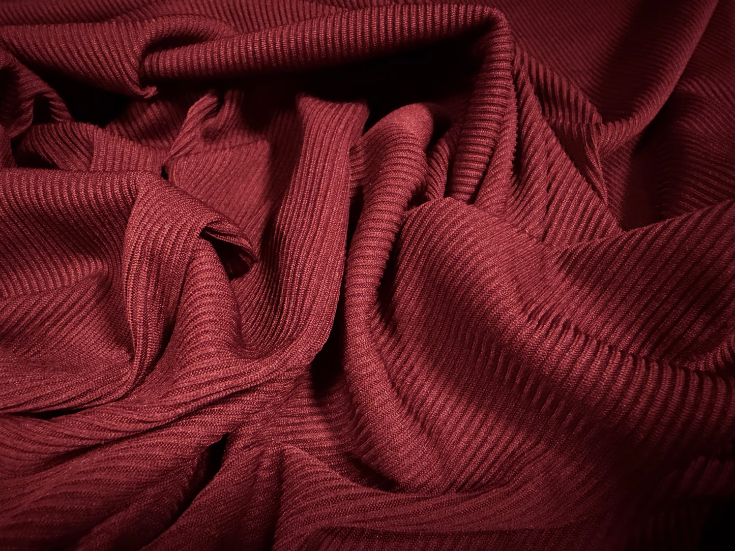 Fine stretch spandex rib jersey fabric, per metre - plain - burgundy