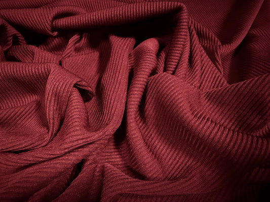 Fine stretch spandex rib jersey fabric, per metre - plain - burgundy