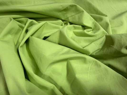 Washed cotton plain weave fabric, per metre - green