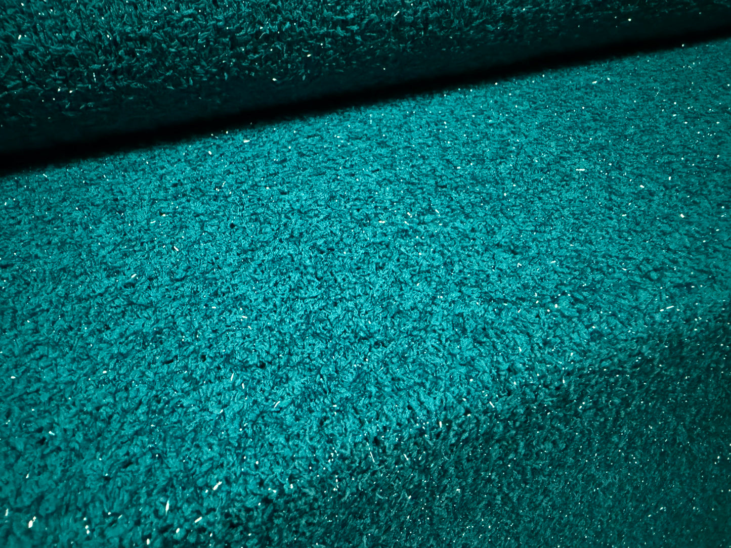 Metallic couture bouclé knitwear fabric, per metre - kingfisher
