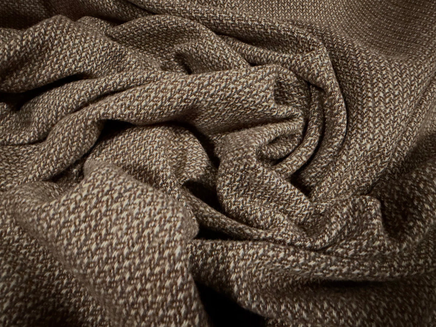 Wool hopsack fabric, per metre - birdseye - brown