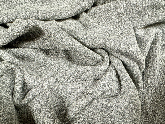 Bouclé ribbed knitwear jersey fabric, per metre - silver grey melange