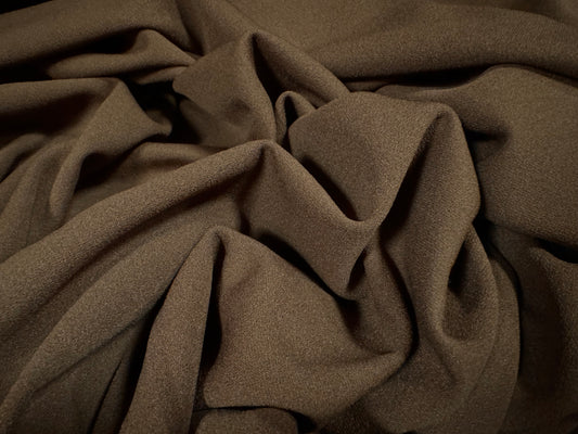 Scuba crepe stretch spandex double jersey fabric, per metre - plain - chocolate brown