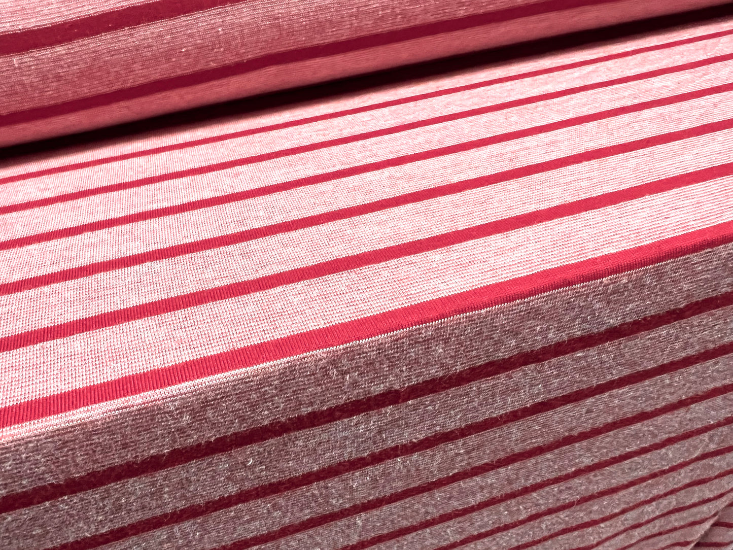 Viscose spandex stretch single jersey fabric, per metre - stripe - pink & red