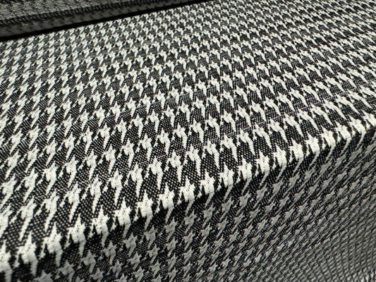 Stretch double jersey fabric, per metre - dogtooth jacquard - grey