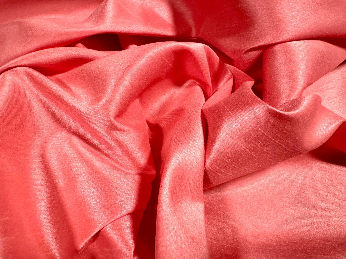 Shantung satin faux silk woven dress fabric, per metre - plain - pink