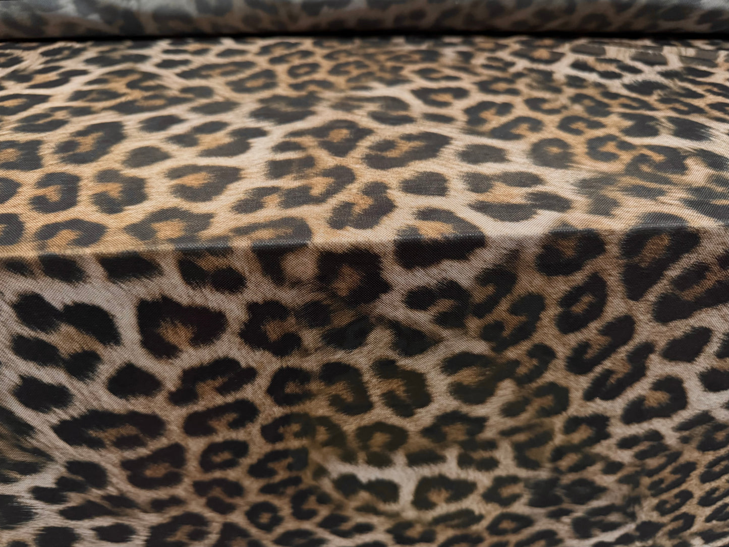 Power mesh net stretch spandex fabric, per metre - leopard print - brown & stone