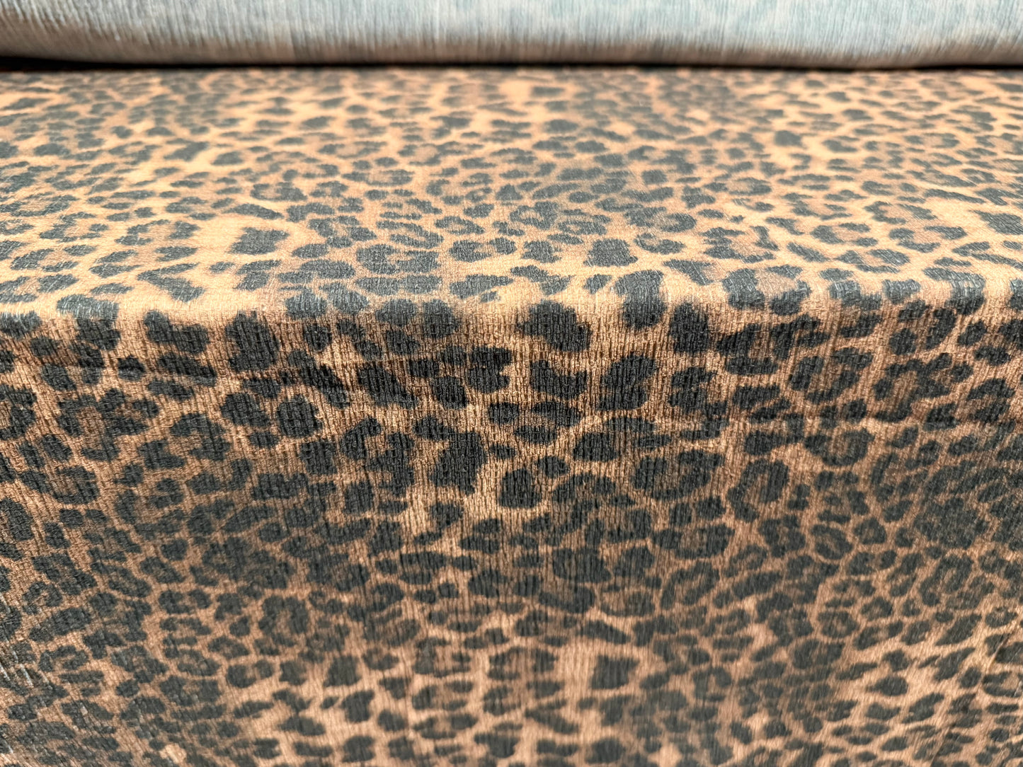 Crinkle crepe stretch woven fabric, per metre - leopard print - light brown