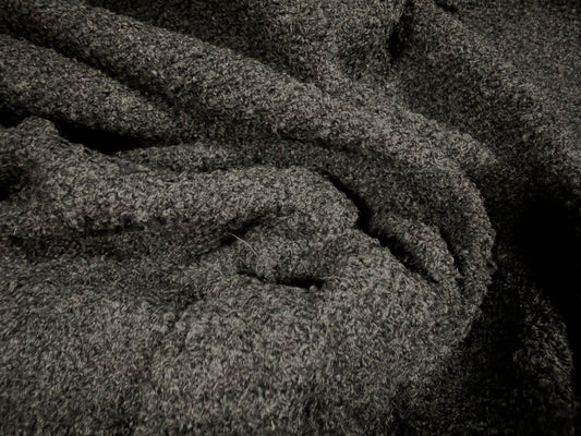 Heavyweight wool bouclé fabric, per metre - plain - dark grey