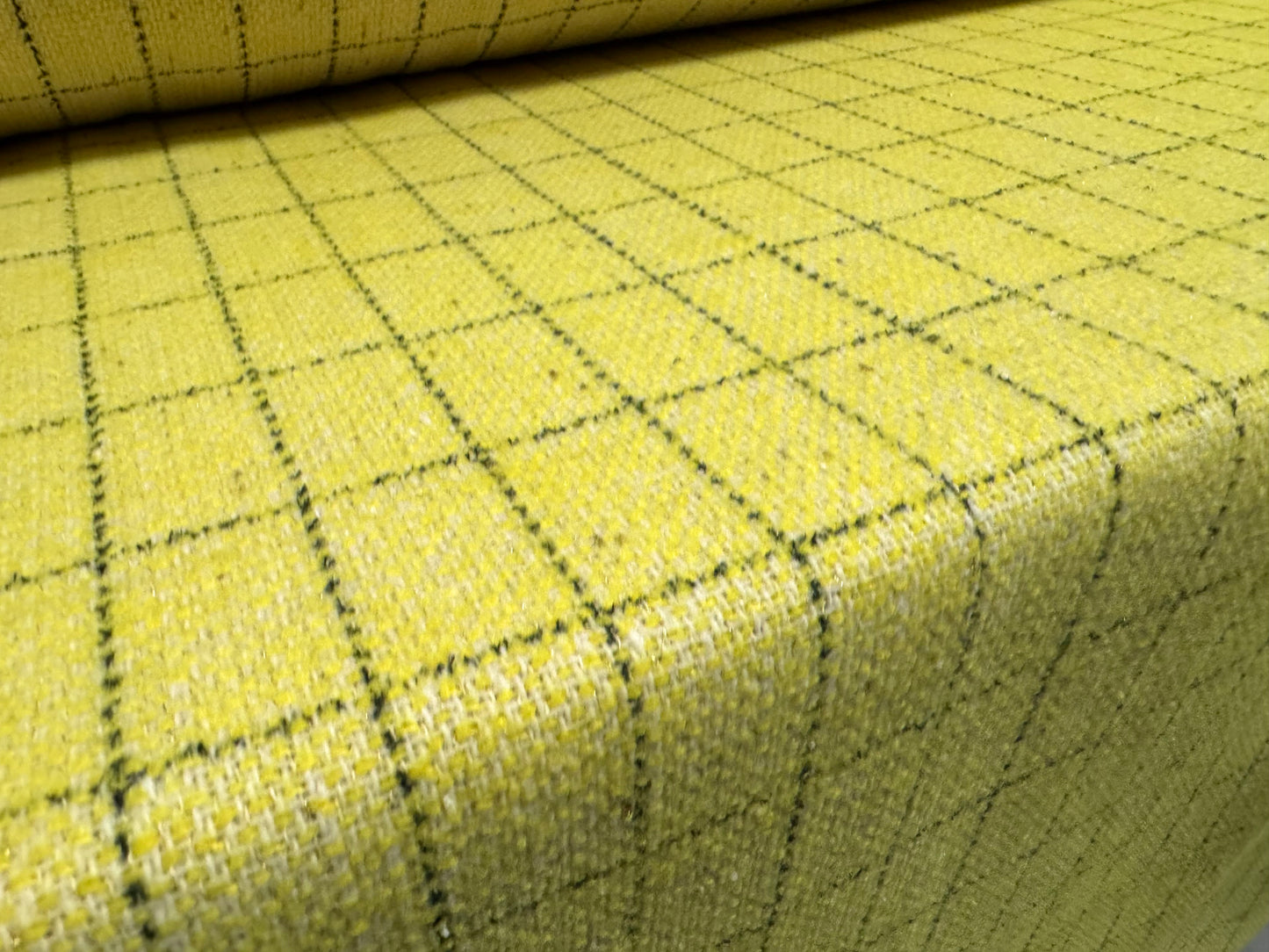 Wool blend bouclé coat jacket fabric, per metre - metallic lurex check - yellow