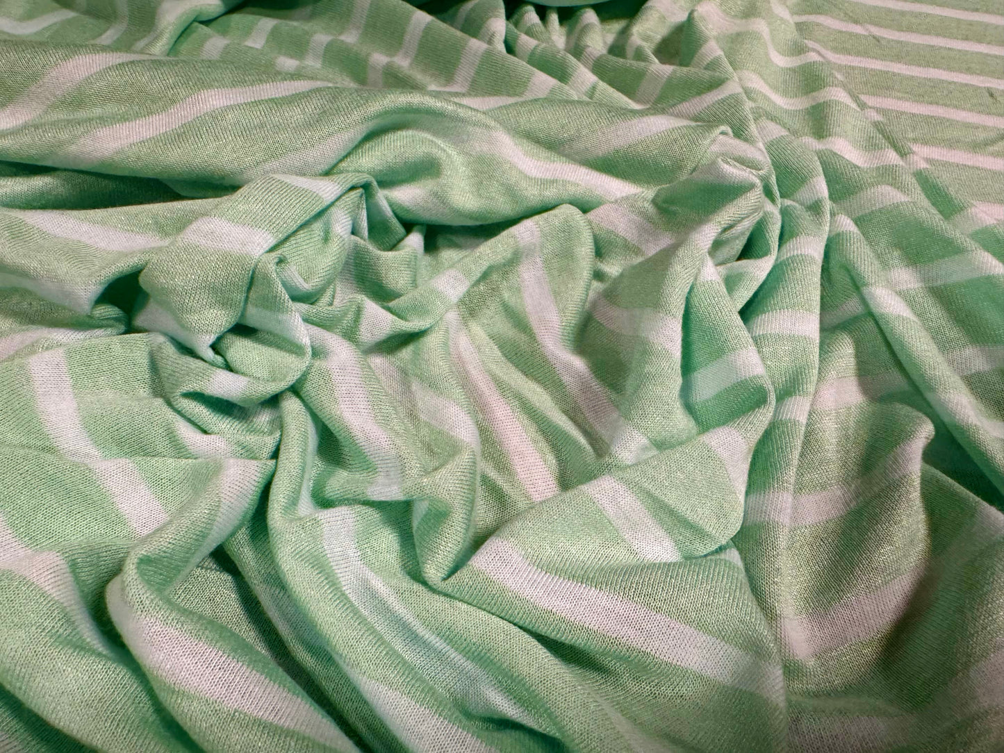 Viscose single jersey fabric, per metre - stripe - spearmint & white