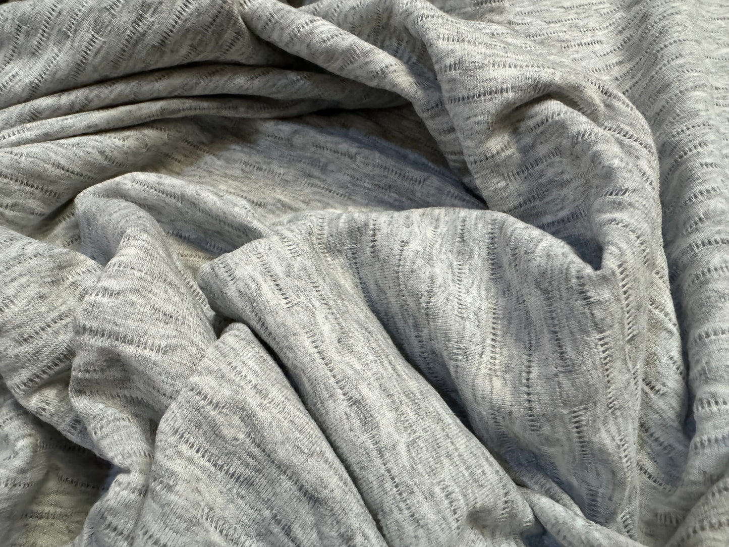 Stretch double jersey fashion fabric, per metre - jacquard - grey marl