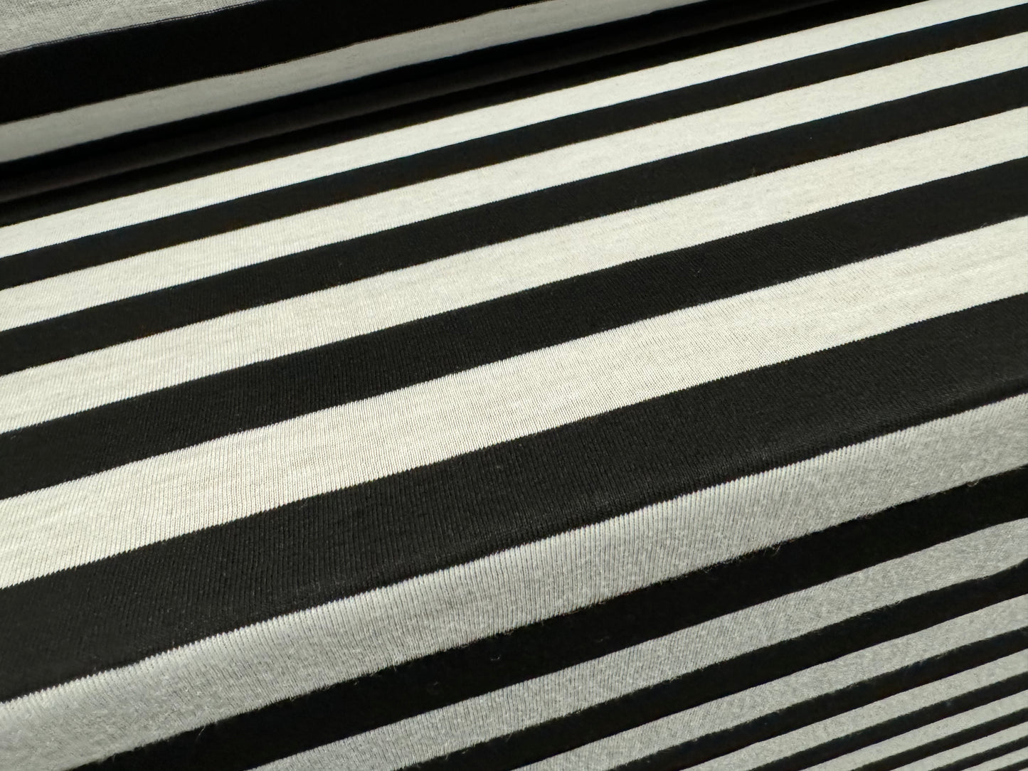 Viscose blend single jersey fabric, per metre - stripe - black & white