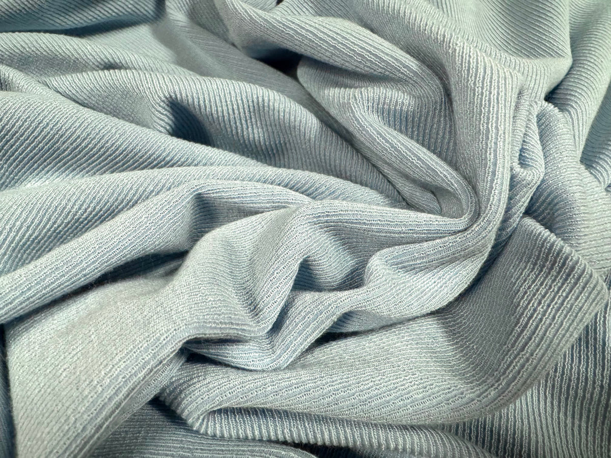 Touch Ribbed Open Powder touch rib stretch spandex jersey fabric, per metre - pale blue ...