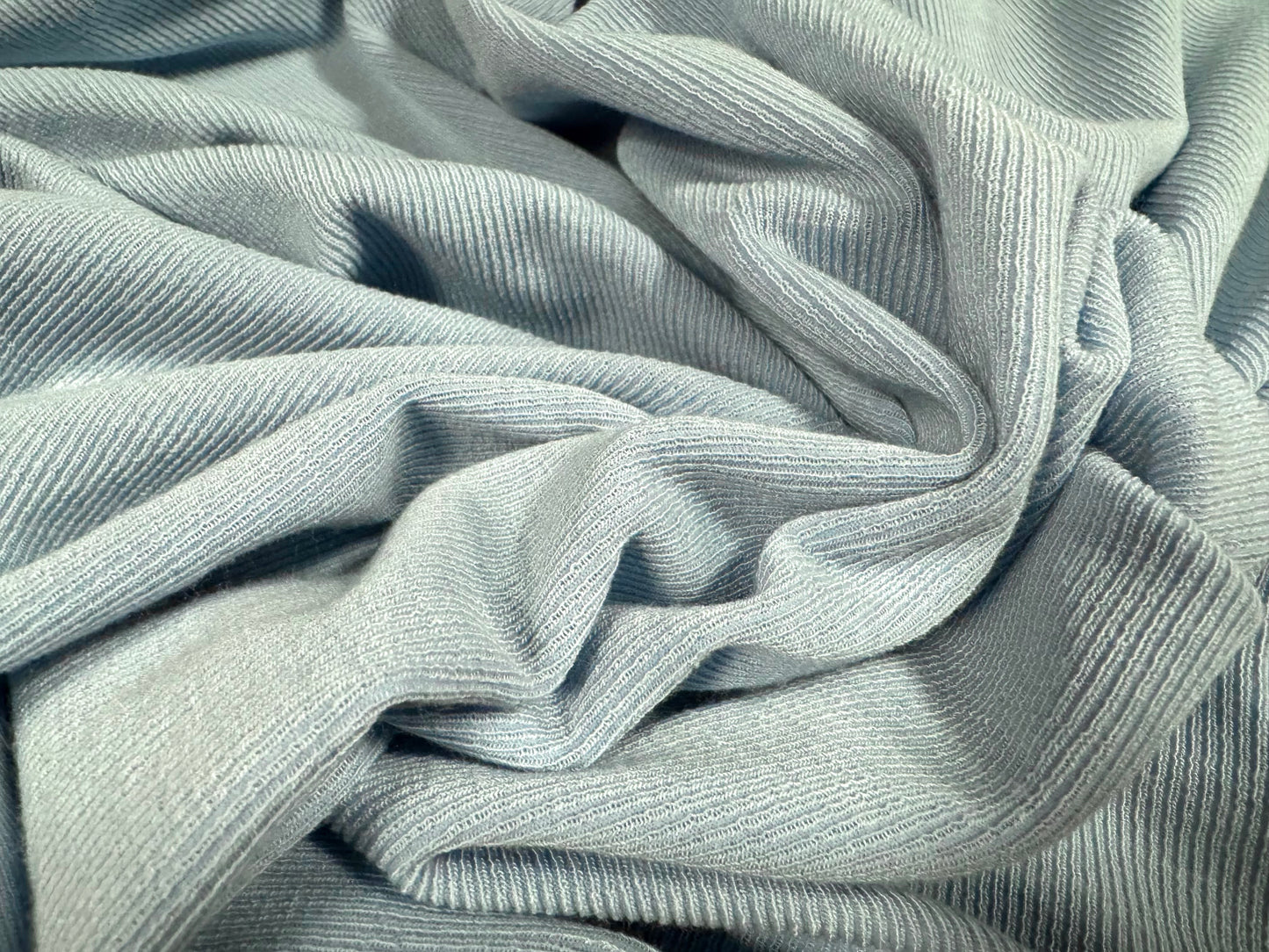 Powder touch rib stretch spandex jersey fabric, per metre - pale blue