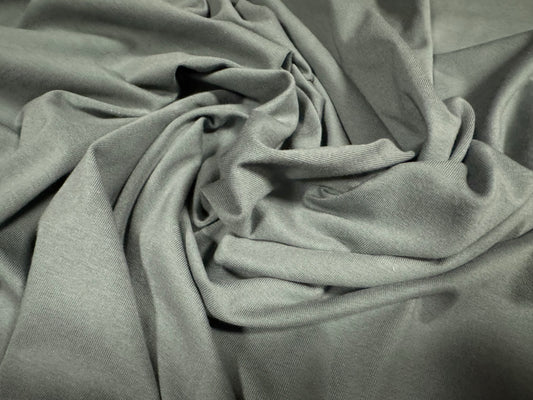 Cotton spandex stretch single jersey fabric, per metre - plain - grey green