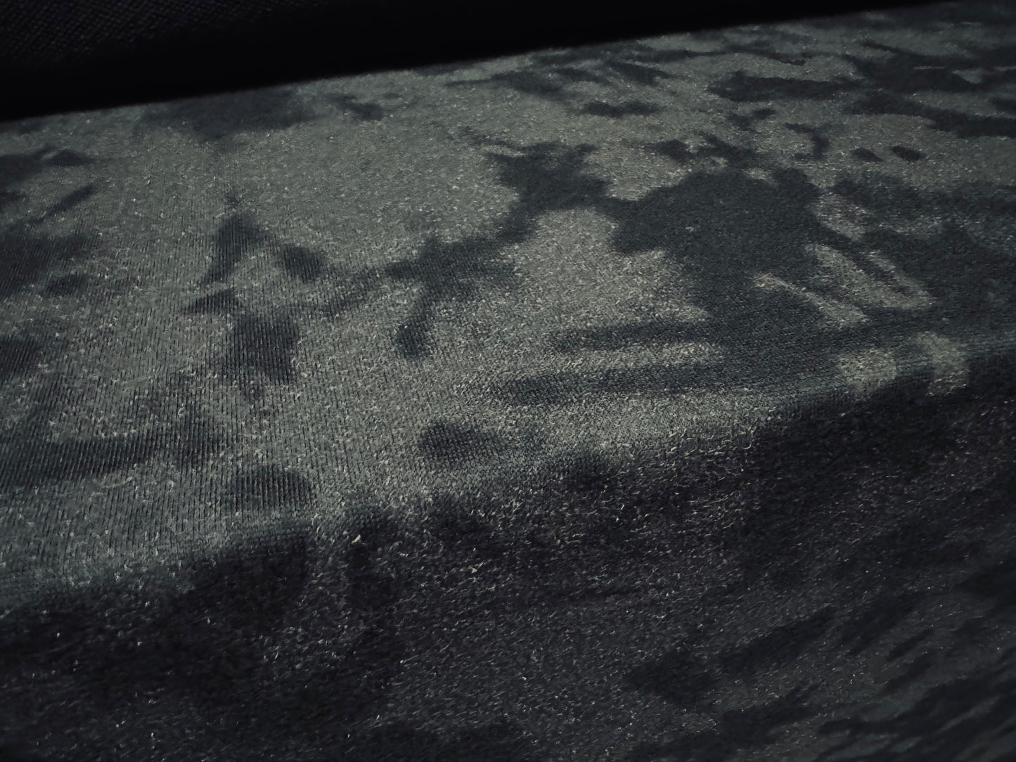 French Terry loopback sweatshirt jersey fabric, per metre - tie dye print - charcoal grey & black