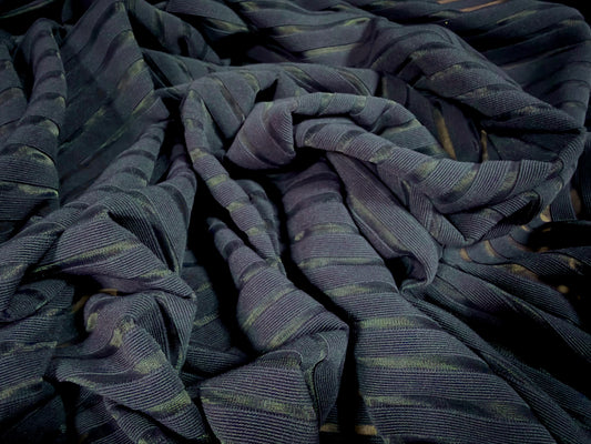 Ottoman rib stretch double jersey fabric , per metre - burnout stripe - navy blue