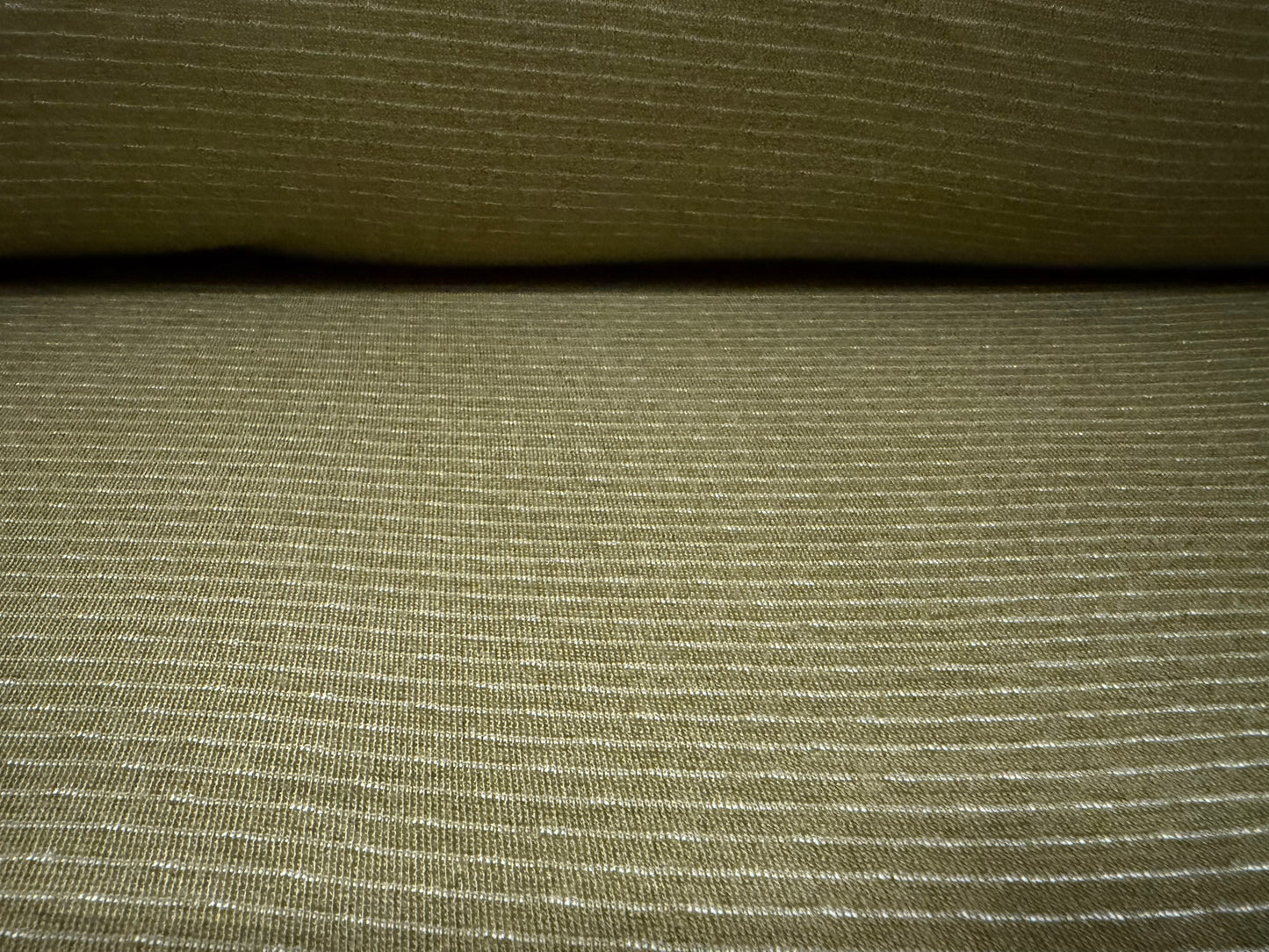 Ponte Roma double jersey fabric, per metre - pinstripe - dual face - khaki