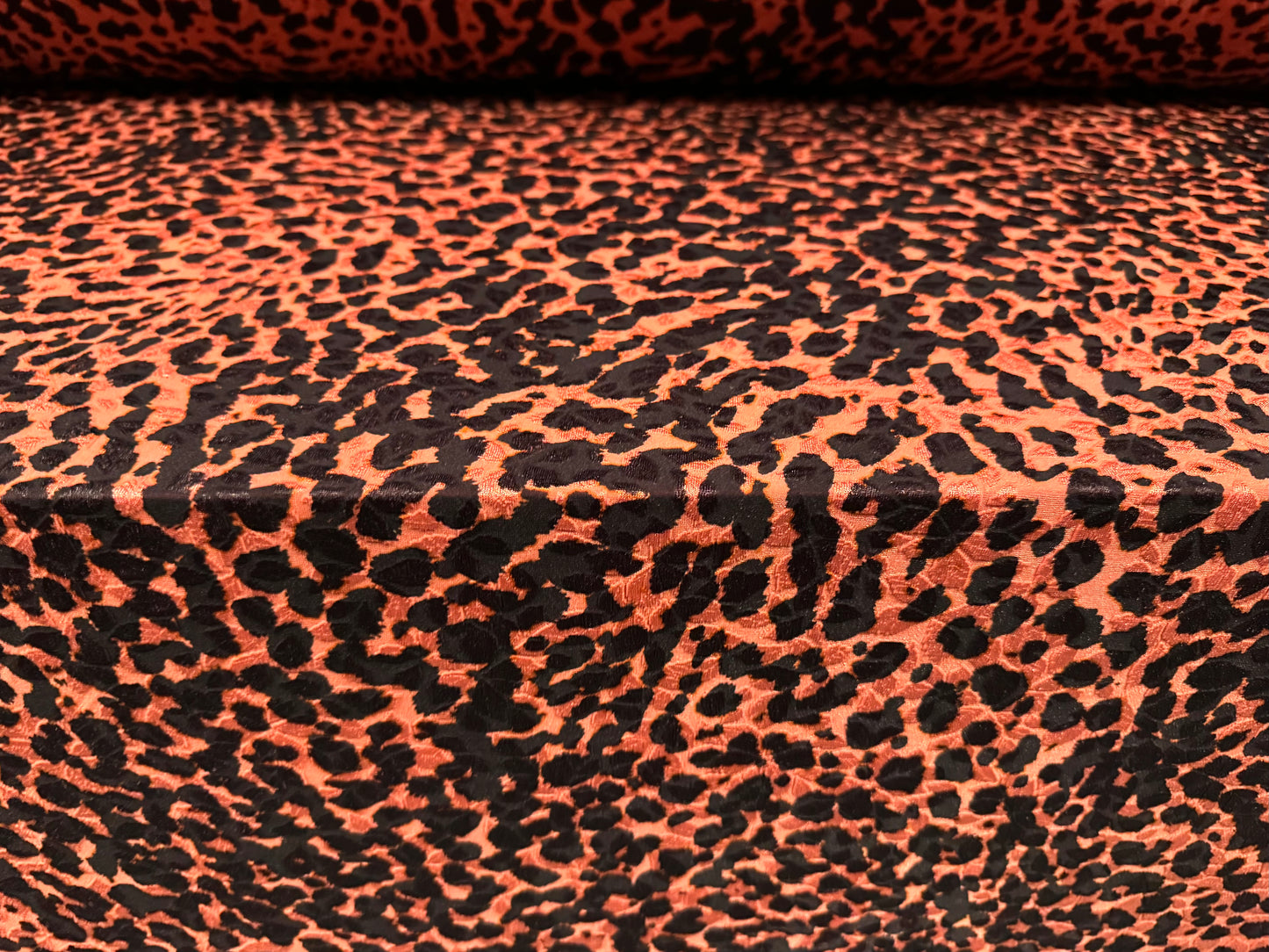 Stretch spandex jersey jacquard fabric, per metre - leopard print - coral pink