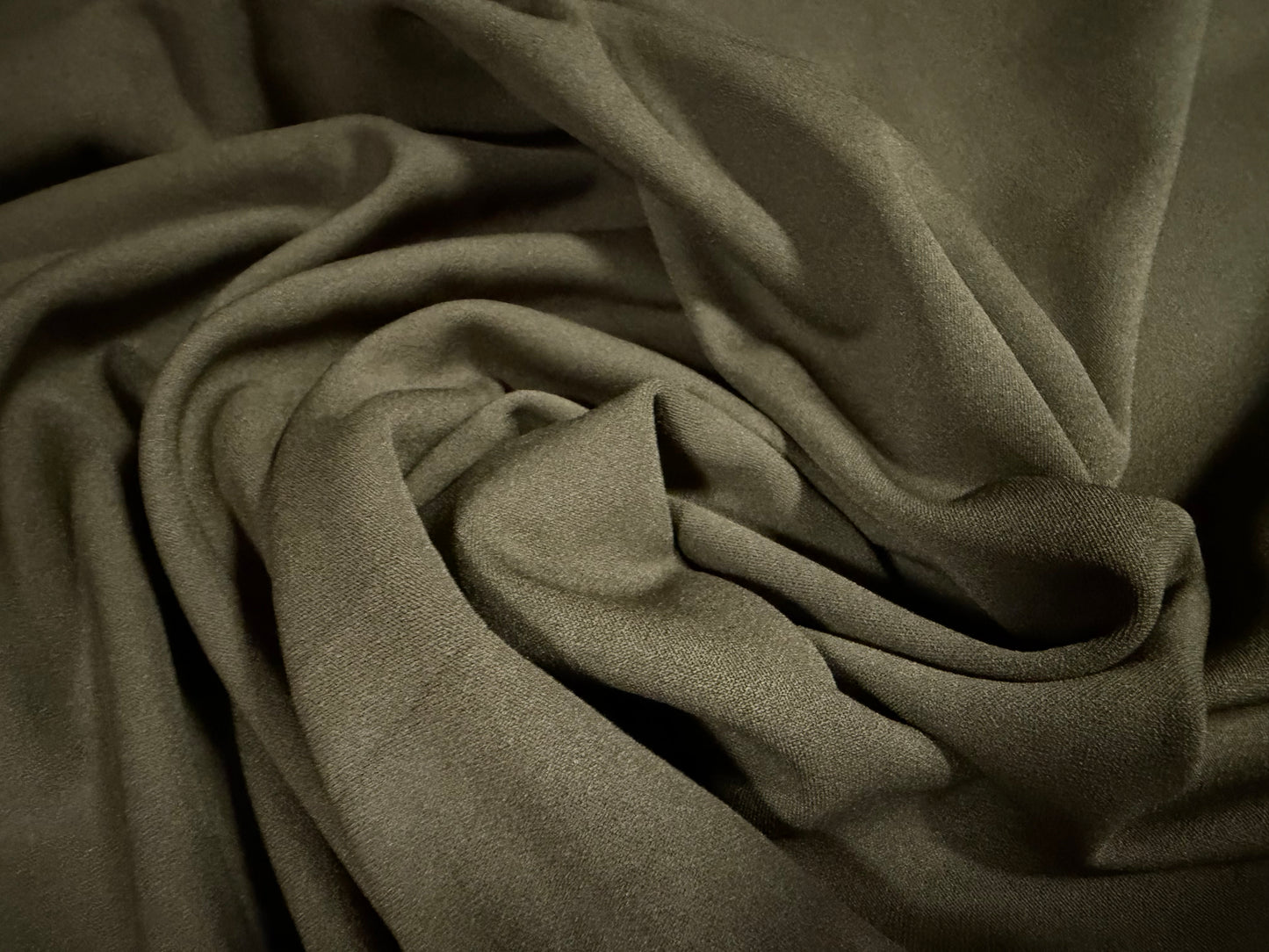 Scuba stretch spandex double jersey fabric, per metre - plain - olive drab