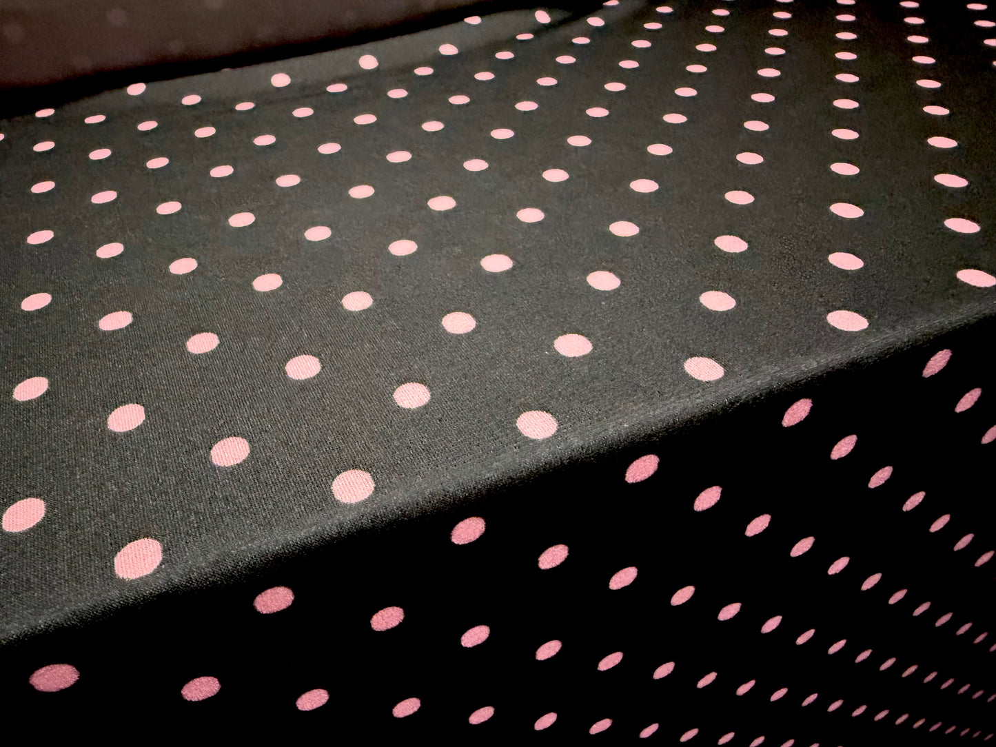 Stretch spandex single jersey ITY fabric, per metre - polka dot print - black & pink