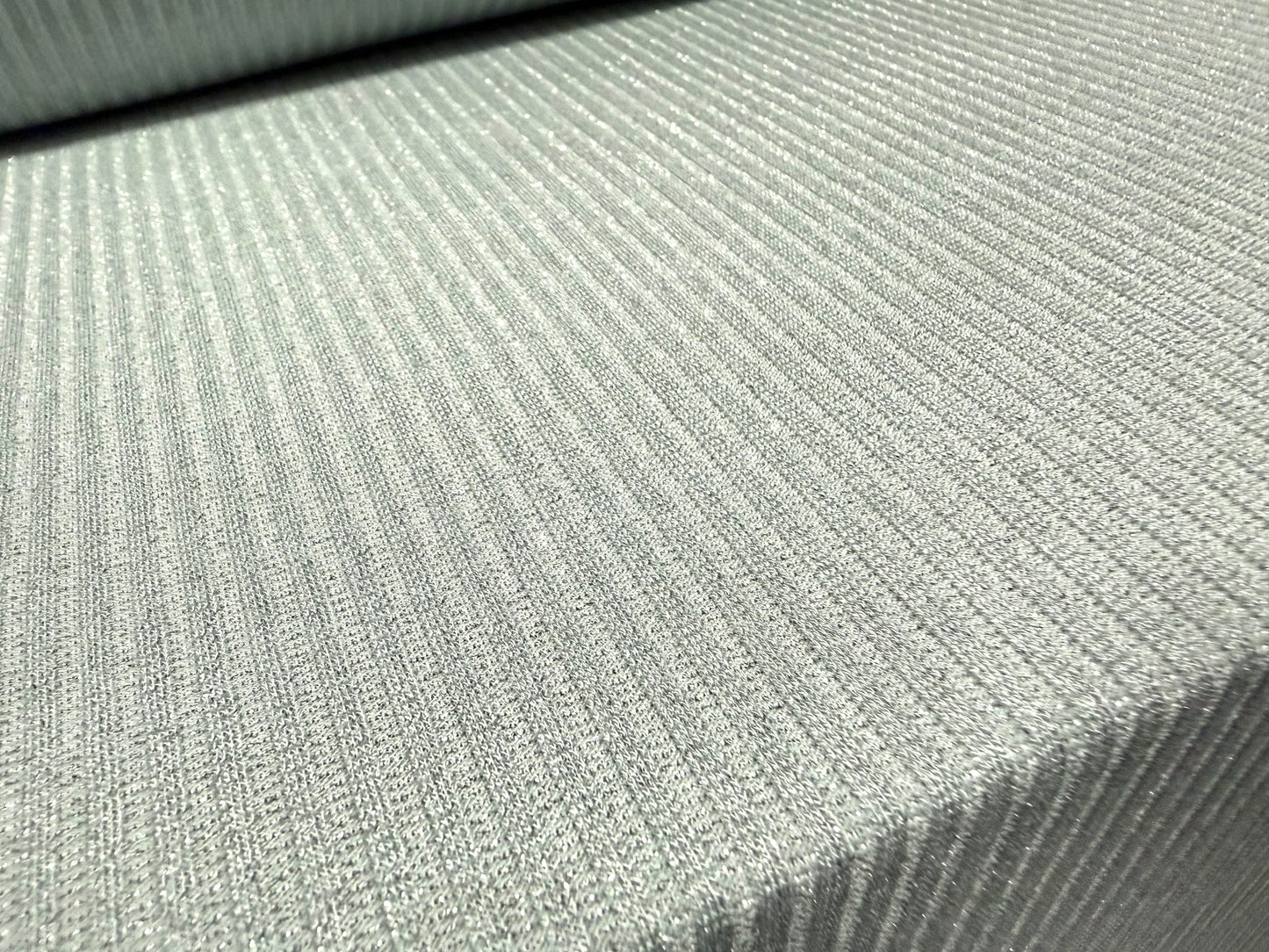 Metallic ribbed stretch jersey fabric, per metre - lurex sparkle - pale blue