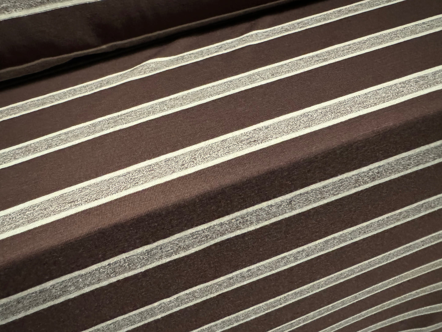 Viscose spandex stretch single jersey fabric, per metre - stripes - brown & cream