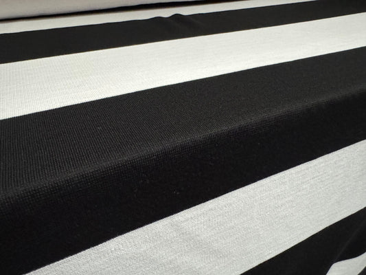 Knitwear jersey fabric, per metre - Rugby stripe - black & white
